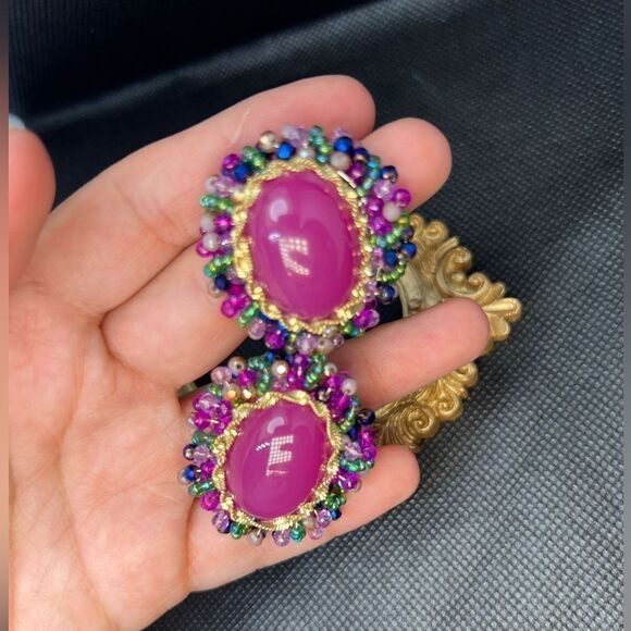 Vintage-Inspired Multicolor Gemstone Statement Earrings - Picture 2 of 6